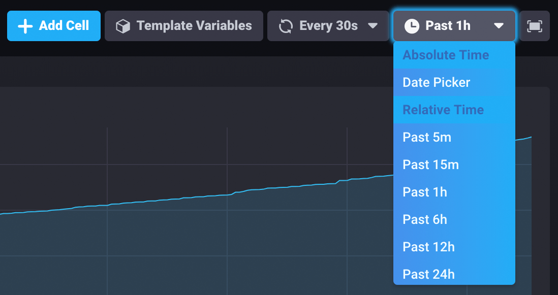 Dashboard time selector