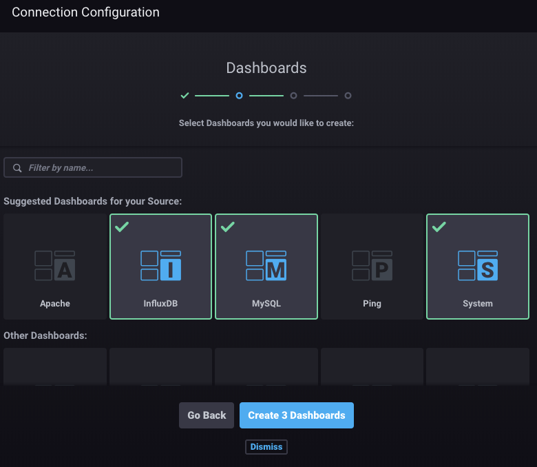 Select dashboard template