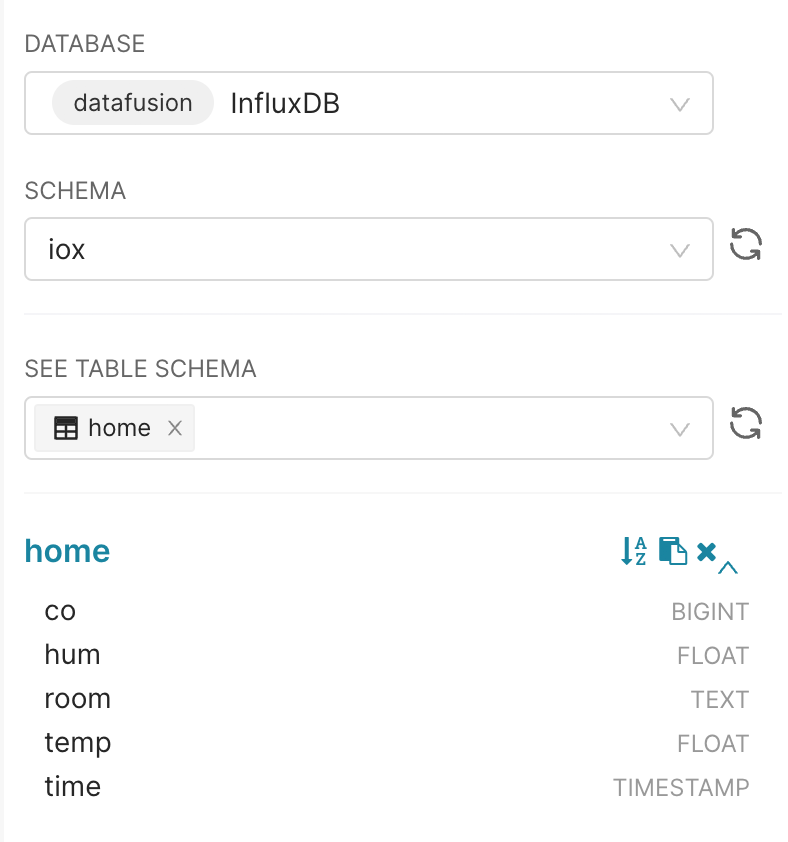 Select your InfluxDB schema in Superset